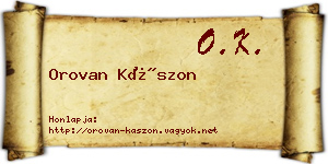 Orovan Kászon névjegykártya